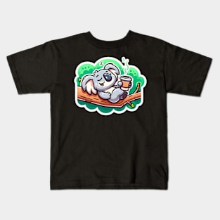 Relaxing Koala with Coffee Kids T-Shirt